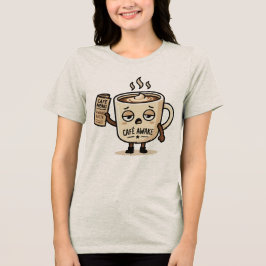 Café Wakker Knuffel Slaperig Koffie Mascotte Illus Tri-Blend Shirt