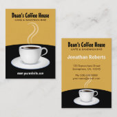 Café Zwart en Beige Koffiewinkel Verticaal Groot Visitekaartje (Voorkant / Achterkant)
