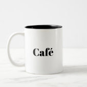Café, zwarte letters wit tweekleurige koffiemok (Links)