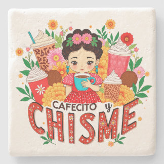 “Cafecito y Chisme” Latina koffieliefhebber Stenen Onderzetter