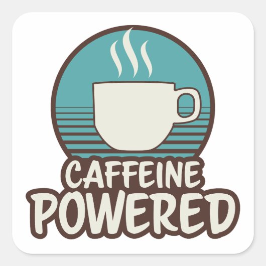 Cafeïne aangedreven Retro Sticker (Voorkant)