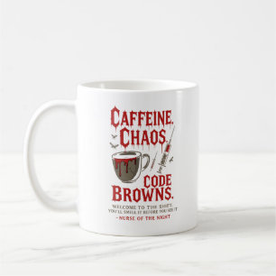 Cafeïne, Chaos & Code Browns Funny Night Nurse Koffiemok