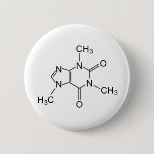 cafeïne chemische formule koffiechemie-element ronde button 5,7 cm