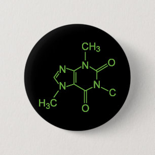 Cafeïne Coffiemolecuul Chemisch Diagram Ronde Button 5,7 Cm