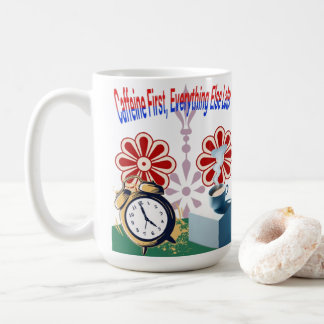 Cafeïne eerst, al het andere later Mok