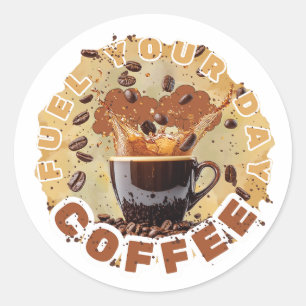 Cafeïne eerst ronde sticker