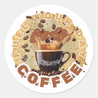 Cafeïne eerst  ronde sticker