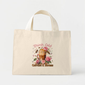 Cafeïne en bloemen: ijskoffie genot mini tote bag