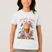Cafeïne en bloemen: ijskoffie genot Tri-Blend shirt (Voorkant)