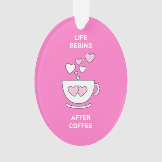 Cafeïne houdt van harten voor koffieliefhebber roz ornament (achterkant)