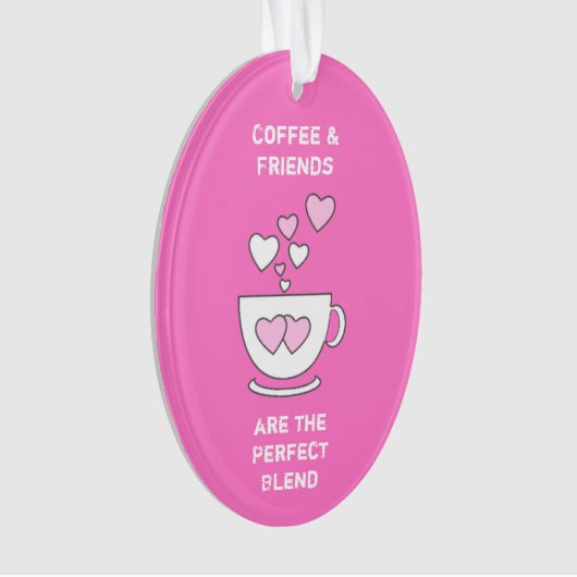 Cafeïne houdt van harten voor koffieliefhebber roz ornament (voorkant)