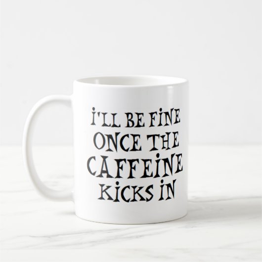 cafeïne knikt in koffiemok (Links)