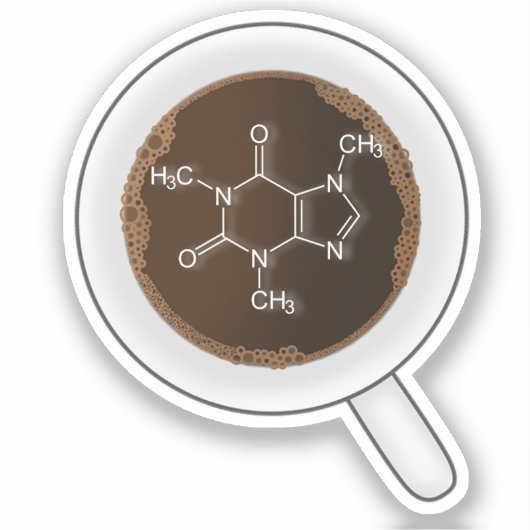 Cafeïne, Moleculaire formule - Drink Koffie Sticker (Voorkant)