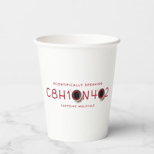 Cafeïne Moleculaire Koffieformule Papieren Bekers (Achterkant)