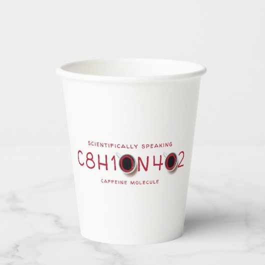 Cafeïne Moleculaire Koffieformule Papieren Bekers (Voorkant)