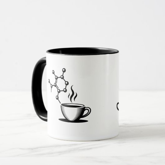 Cafeïne Molecule Mok Chemische Samenstelling Koffi (Voorkant links)