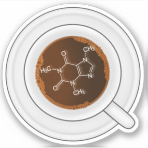 Cafeïne Molecuul (Structuur) Koffiekop Sticker