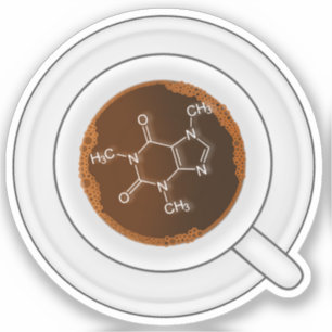 Cafeïne Molecuul (Structuur) Koffiekop Sticker