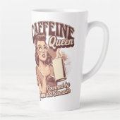Cafeïne Queen - Java & Sarcasme Retro Design Latte Mok (Rechts)