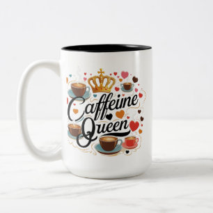 Cafeïne Queen Two-Tone 15 oz Mok voor Coffee Lover
