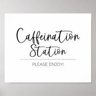 Cafeïne Station, Koffie Espresso Bar Teken Poster