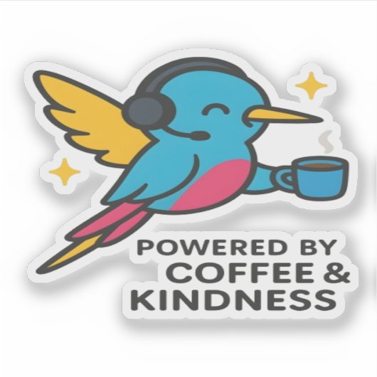 Cafeïnehoudende Hummingbird Support Pro Sticker (Voorkant)