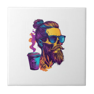 Cafeïnehoudende Schedel � Grappige Barista Skelet Tegeltje