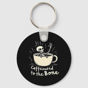 Cafeïnehoudende tot de Bon Funny Skeleton Koffieli Sleutelhanger