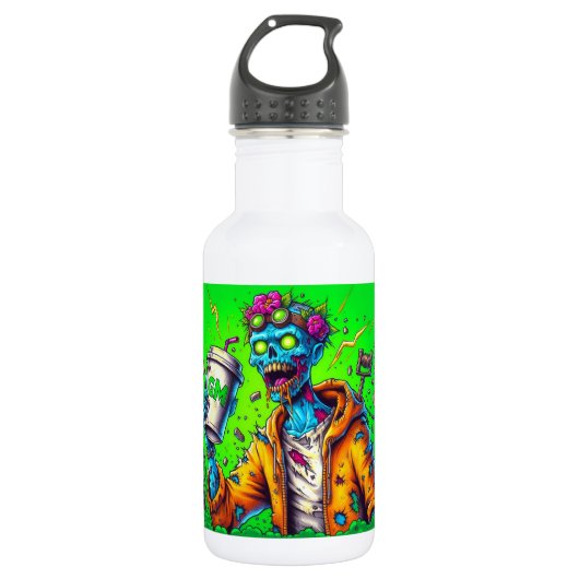 Cafeïnehoudende zombies waterfles  (Voorkant)