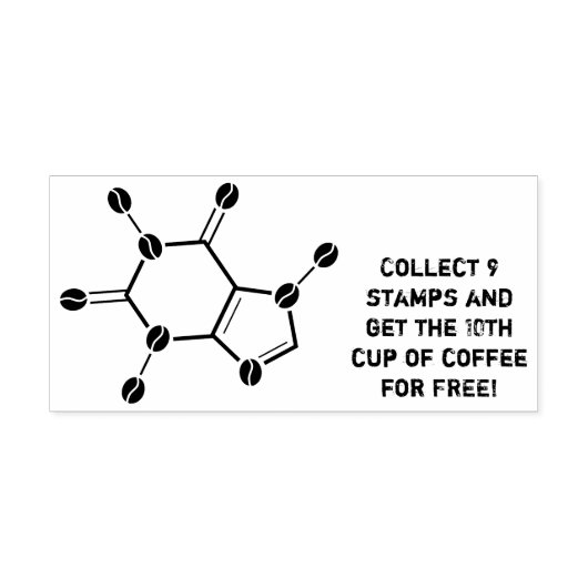 cafeïnemoleculaire bonen 	rubberstempel (Afrduk)