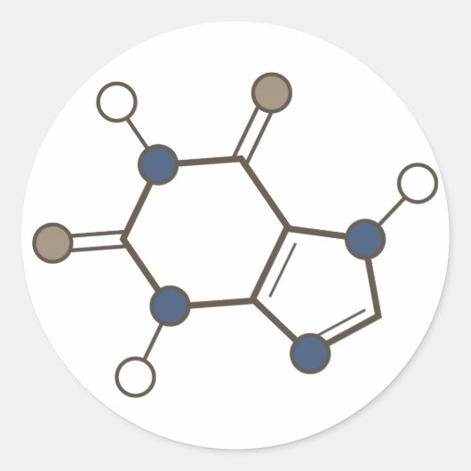cafeïnemolecule ronde sticker (Voorkant)