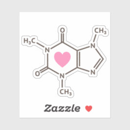 Cafeïnemolecuulstructuur met hart sticker