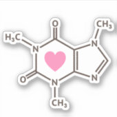 Cafeïnemolecuulstructuur met hart sticker (Voorkant)