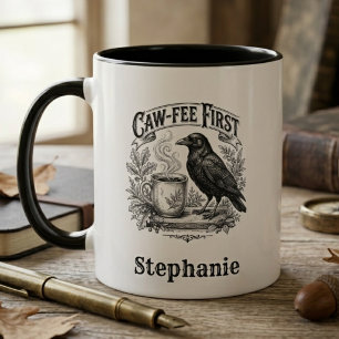 Caféïneverslaafde Grappige Raaf Gotische Vogel Kun Mok