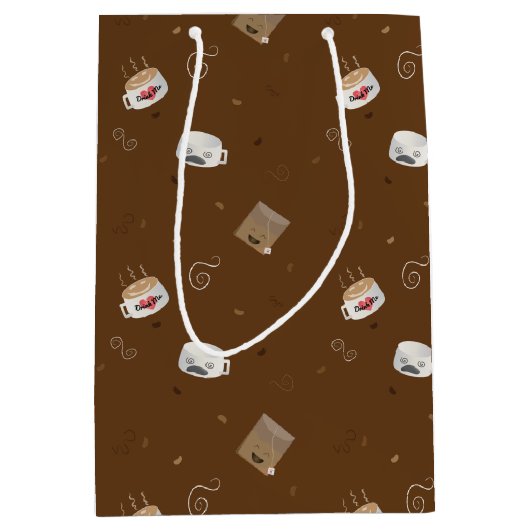 cafeïnevrije wereld (patroon) medium cadeauzakje (Voorkant)