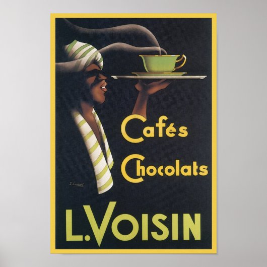Cafes Chocolats L. Voisin Vintage Ad Poster (Voorkant)