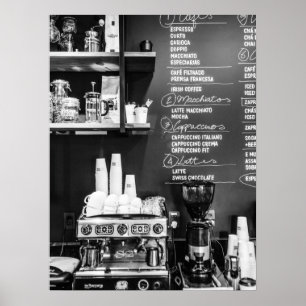 Cafésfeer met espressoapparaat poster
