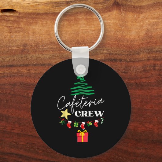 Cafetaria Lunch Lady Crew Kerstmis Matching Vrouwe Sleutelhanger (Voorkant)