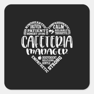 Cafeteria manager, lunchdame, werkster vierkante sticker