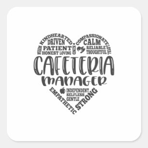Cafeteria manager, lunchdame, werkster vierkante sticker
