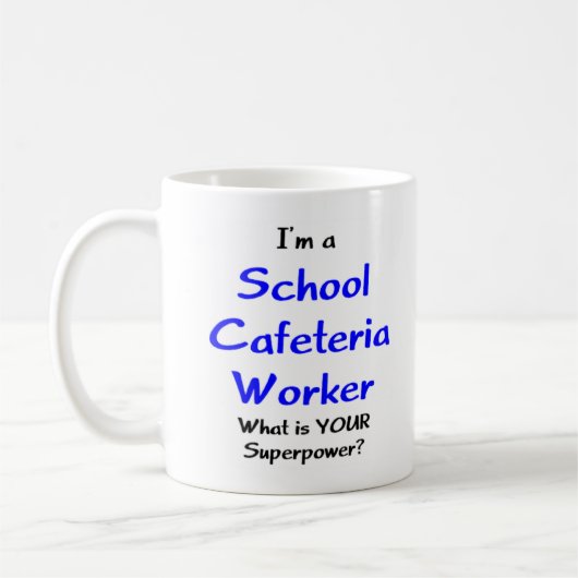 cafeteria worker school koffiemok (Links)