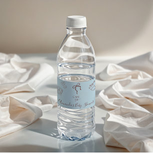 Caféthema Blauwe Boog Café Bebe Jongen Baby Shower Waterfles Etiket