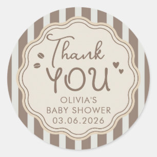 Cafethema Whimsische Babyshower Bedankt Ronde Sticker