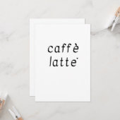Caffè latte - minimalistic typography card kaart (Voorkant / Achterkant in situ)