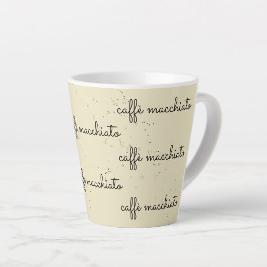 Caffè macchiato, op antiek mok voor het kijken van (Rechterhoek)