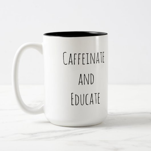 Caffeinaat en onderwijs tweekleurige koffiemok (Links)
