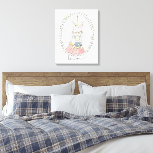 Caffeinaire Cutie | Brew Unicorn Canvas Afdruk (Insitu (Slaapkamer))