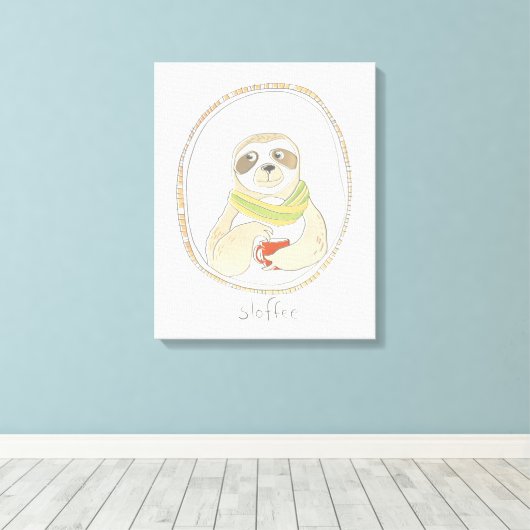 Caffeinaire Cutie | Sloffee Canvas Afdruk (Insitu (Houten vloer))