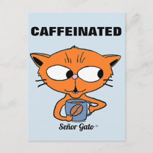 "CAFFEINATED" Señor Gato met koffie-Mok Briefkaart