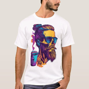 Caffeinatede Schedel � Funny Barista Skelet T-shirt